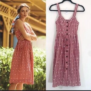 Anthropologie Maeve Hudson Red and White Button-Down Midi Dress